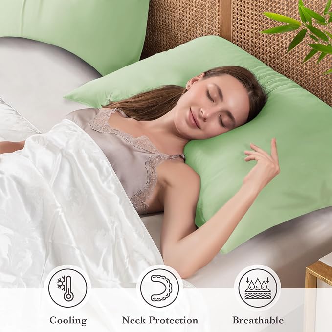 Curved Pillow Case King Size, Side Sleeper Pillow Cases Cover Cooling Rayon - Image 3