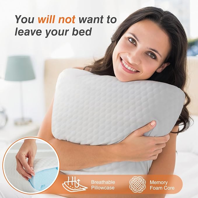 DUMOS Memory Foam Pillows for Sleeping 2 Pack, Bed Pillows for Adults - Image 6