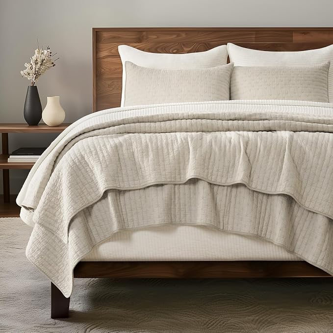 EVERGRACE Cross Stitch Pre-Washed Cotton Quilt Bedding Set Queen Size, - Image 8