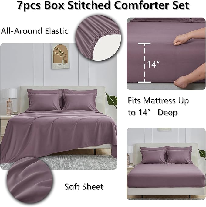CozyLux King Size Comforter Set Dusty Purple - Image 4