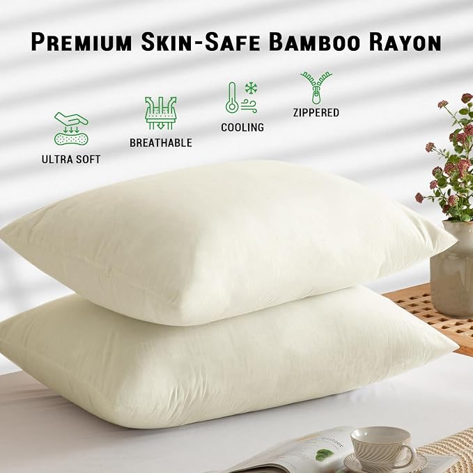 Gogreen Bamboo Rayon Waterproof Pillow Protector, Breathable Pillow Cover - Image 2