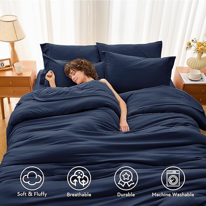 MUXHOMO 7 Pieces Full Comforter Set, Soft Bed in a Bag Full Size, All Season - Image 2