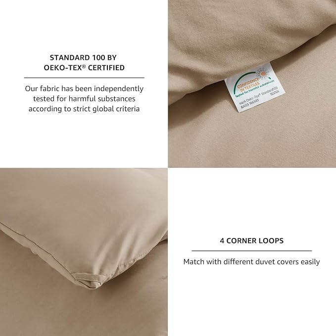 CozyLux Full Size Comforter Set Taupe, 3 Pieces Solid Breathable Quilted - Image 4