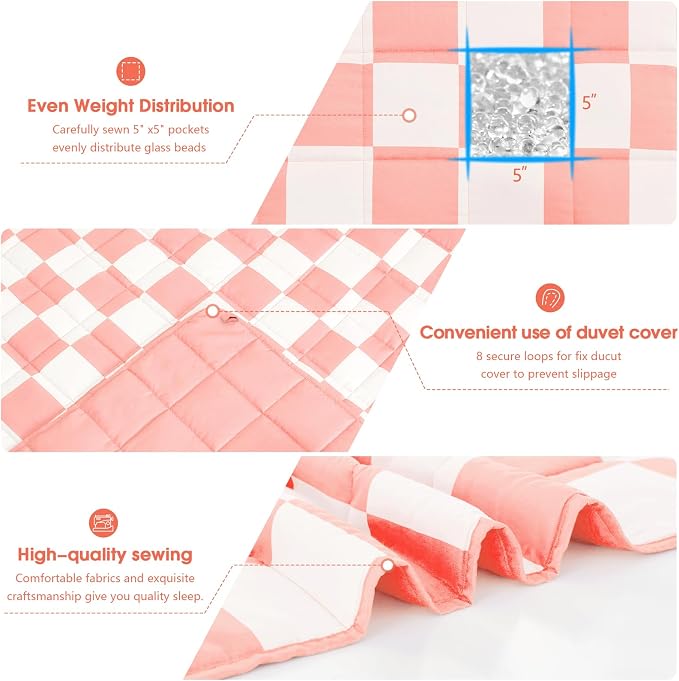 Pink Checkered Weighted Blanket - Image 5