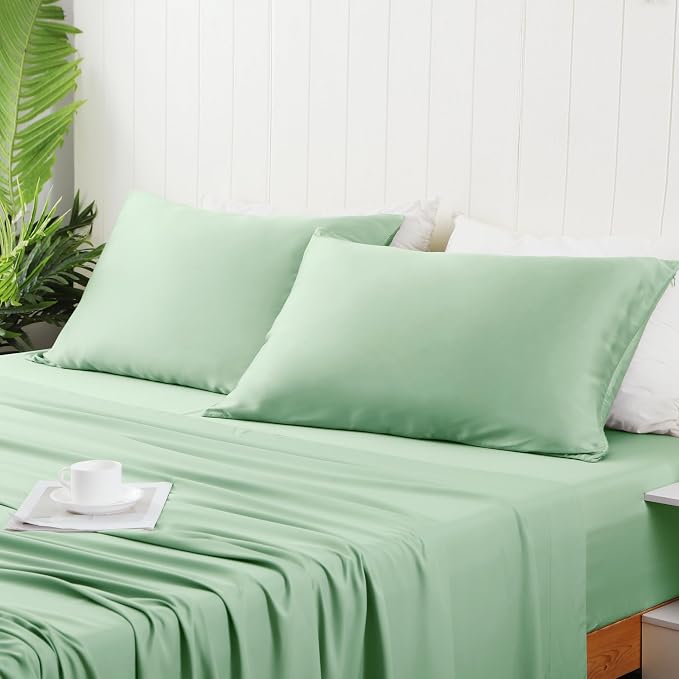 Viscose from Bamboo Pillow Protectors Set of 2 Saga Green Q - Image 6