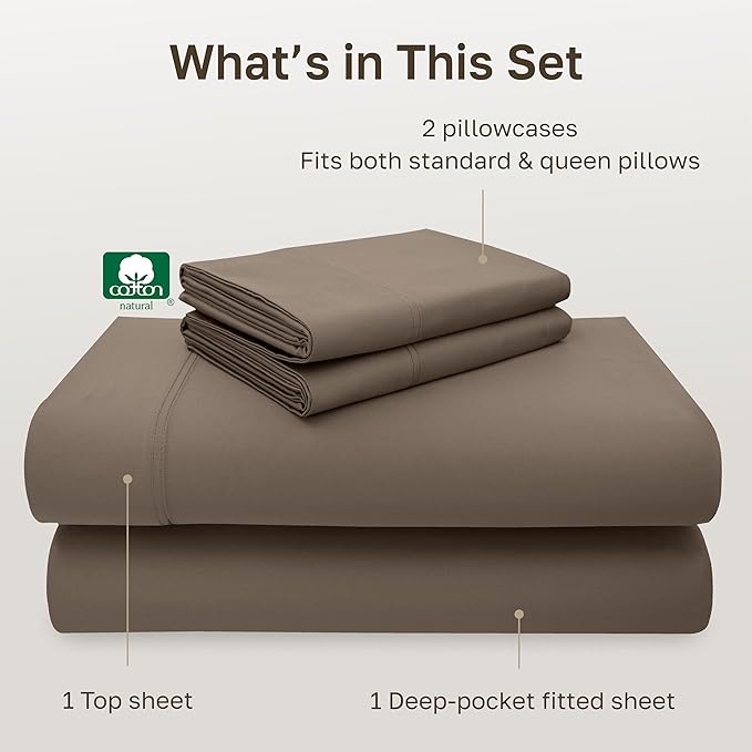 California Design Den 100% Cotton Sheet Set Queen, 600 Thread Count Sateen - Image 4