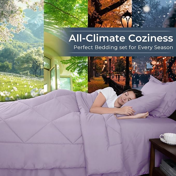 HEVUMYI Queen Purple Comforter Set - Image 3