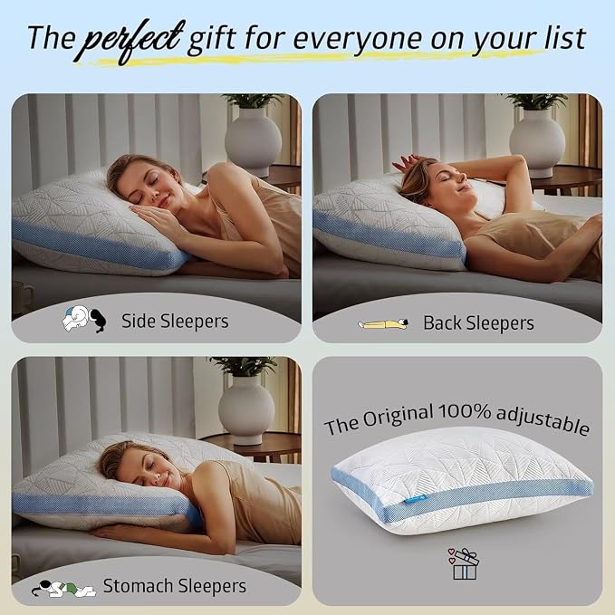 BETU Cooling Standard Pillow, Shredded Memory Foam Cool Pillow - Image 6