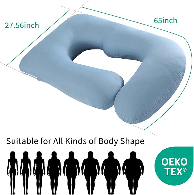 U-Shaped Pregnancy Pillow for Sleeping, Full Body Support for Back, HIPS & Belly - Image 2