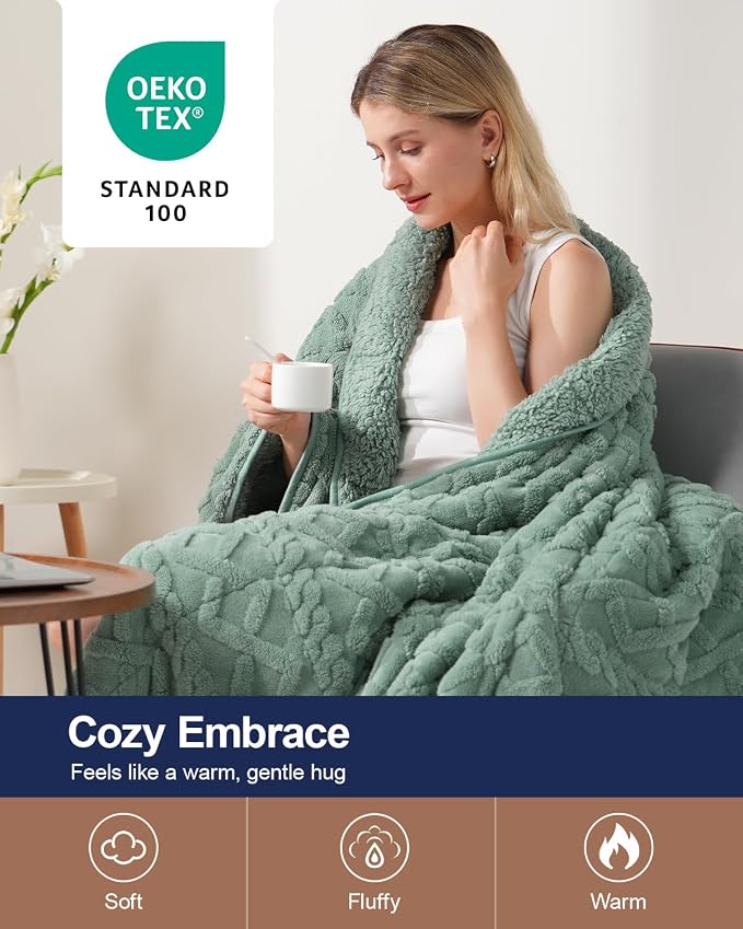 Super Fuzzy Soft Sherpa Fleece Weighted Blanket, 20 lbs Dual Sided Fluffy Heavy - Image 4