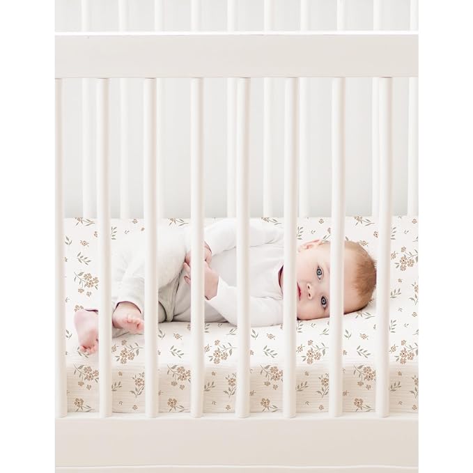 Konssy Muslin Mini Crib Sheets, 100% Soft Cotton Pack and Play Sheets - Image 7