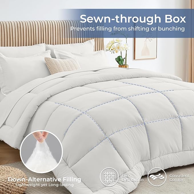 Sasttie California King Comforter Set, 7 Pieces Reversible Cal King Bed in a Bag - Image 4