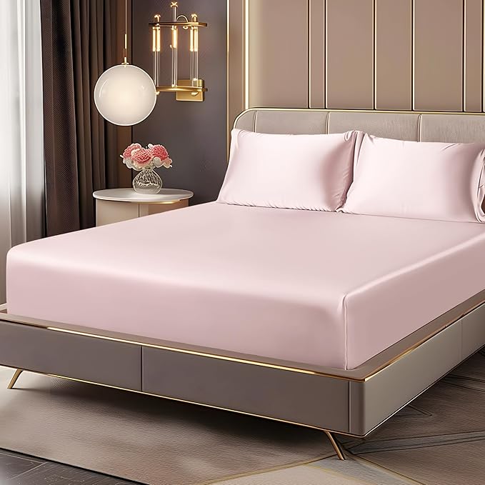 BEDELITE Satin Fitted Sheet and Pillowcases Set, Luxury Soft Similar to Silk by BEDELITE