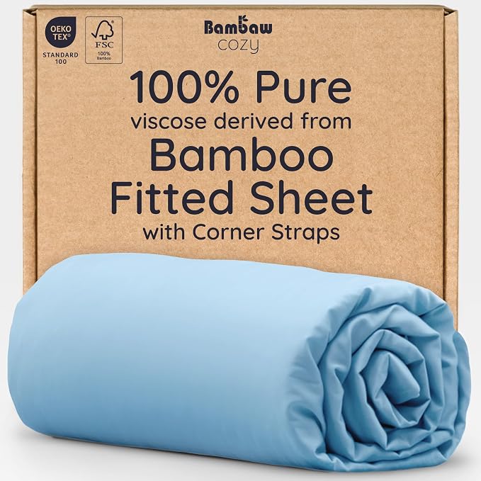 Bambaw 100% Viscose Derived from Bamboo Fitted Sheet, 16’’ Pocket King Bed by Bambaw