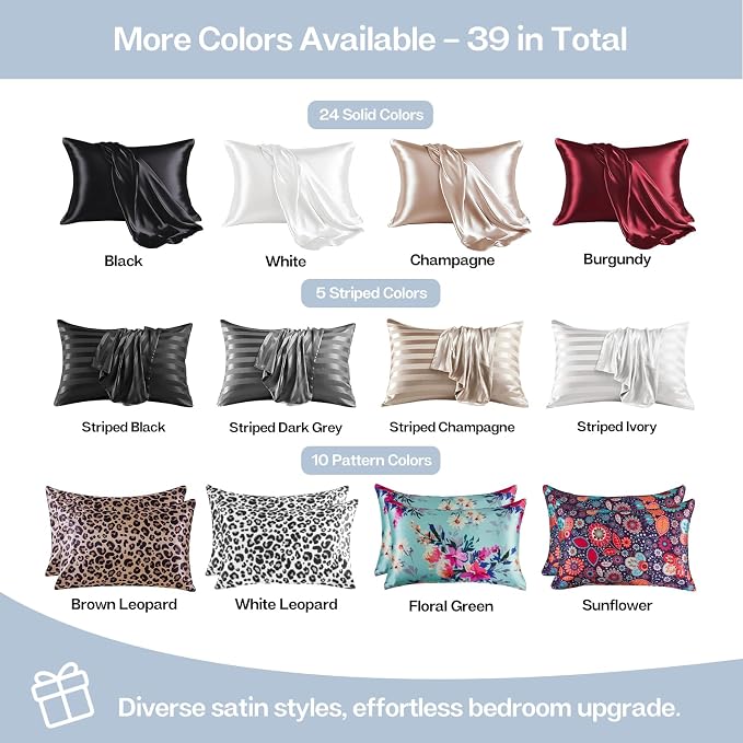 MR&HM Satin Pillowcase for Hair and Skin, Silk Satin Pillowcase 2 Pack - Image 7