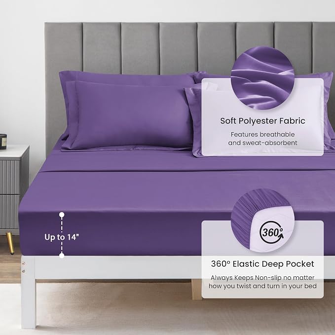 Love's cabin California King Comforter Set Purple, 7 Pieces California King Bed - Image 4