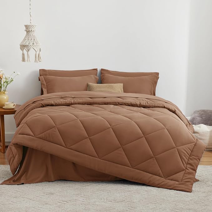 Love's cabin California King Comforter Set Mocha Mousse, 7 Pieces California - Image 2