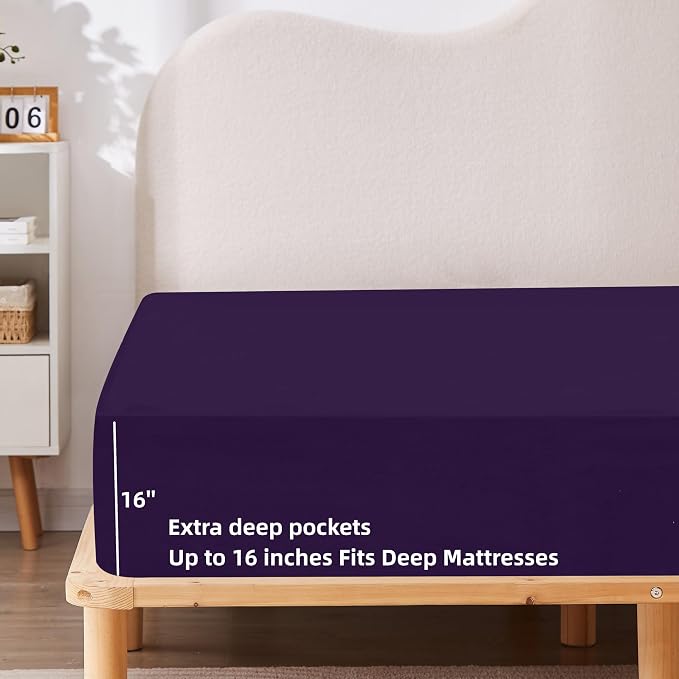 HBHLFZ Twin Fitted Sheet Only, Soft Breathable Bottom Sheet - Image 3