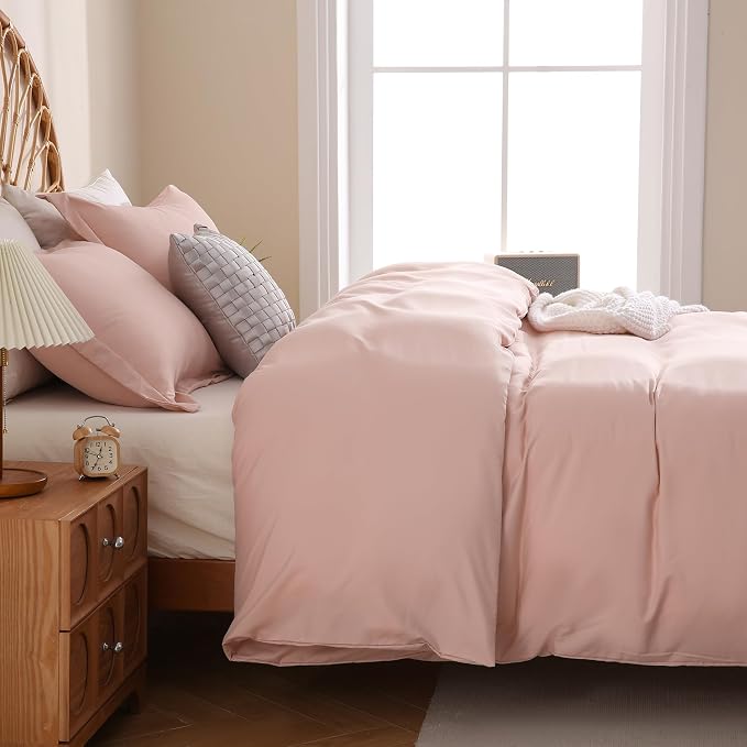 JSD Dusty Pink Duvet Cover Set Full Size, 3 Piece Duvet Cover - Image 7