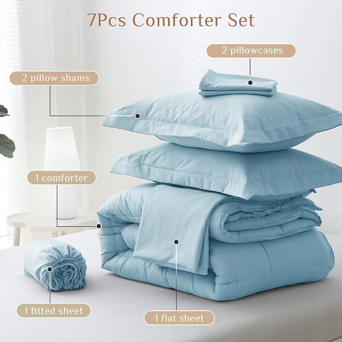 JOLLYVOGUE King Comforter Set, Ultra-Soft Bed in a Bag King Size 7 Pieces - Image 5