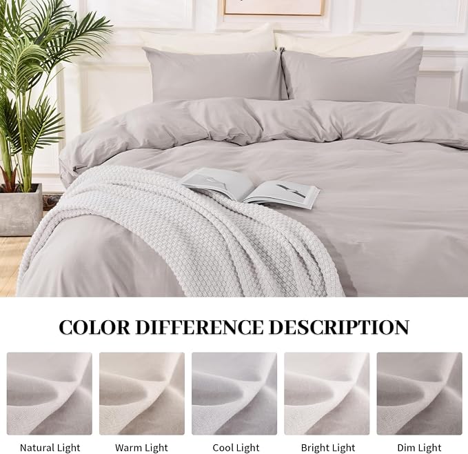 NEXHOME PRO Duvet Cover King Size, 100% Washed Cotton Orgnic Linen Like - Image 7
