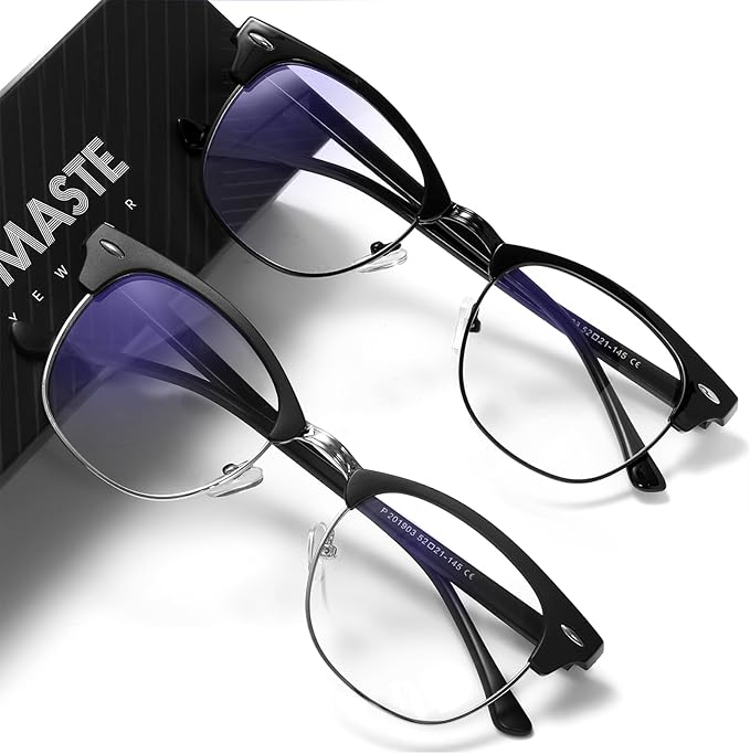 Blue Light Blocking Glasses Vintage Half Frame UV Clear Lens Anti Eyestrain by AOMASTE
