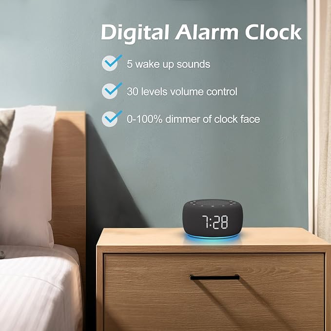 Buffbee Sound Machine & Alarm Clock 2-in-1, 0-100% Clock Face Brightness - Image 6