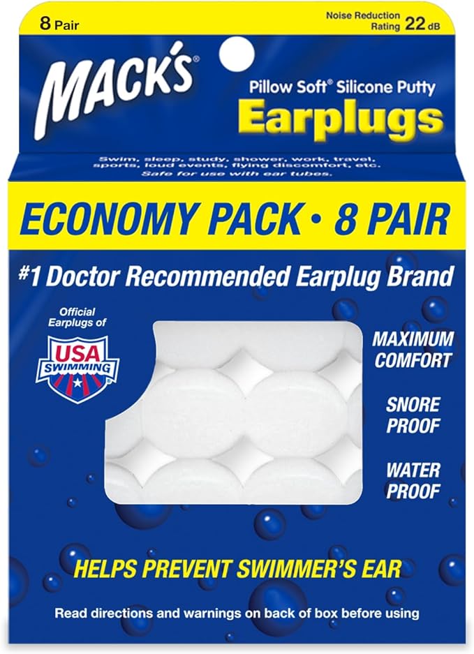 Mack's Pillow Soft Silicone Earplugs, 8 Pair by Macks