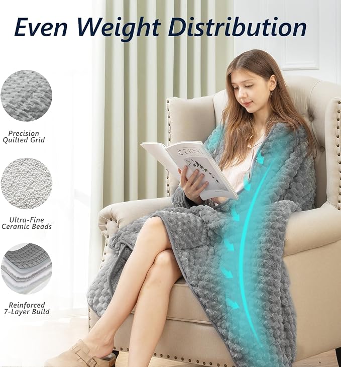 Mr. Sandman Weighted Blankets for Adults Full Size 15lbs, Warm Sherpa Fleece - Image 4