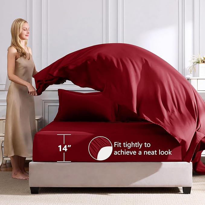 CozyLux King Size Comforter Set Dark Red - Image 5