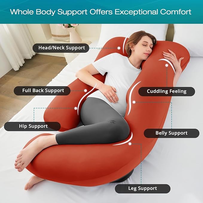 Sasttie Pregnancy Pillows for Sleeping, Jumbo U Shaped Cooling Full Body Pillow - Image 2