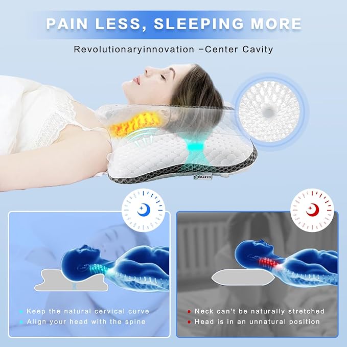 Pain Relief Cervical Pillow for Neck Support, Adjustable Ergonomic Pillow Cozy - Image 5