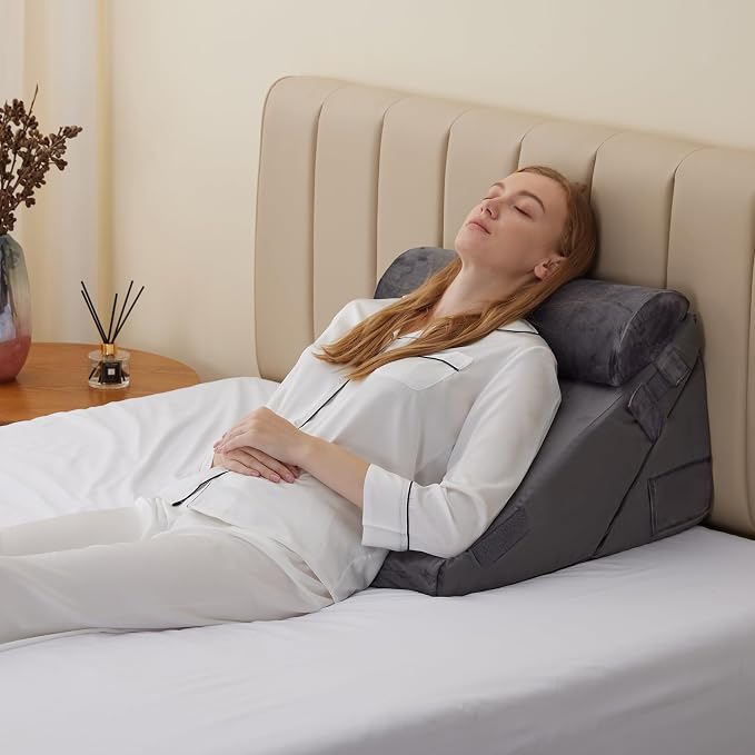 Bedluxe 3Pcs Orthopedic Bed Wedge Pillow Set, Foam Wedge Pillow Post Surgery - Image 8