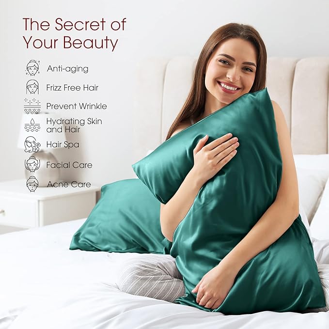 100% Silk Pillow Cases 2 Pack Queen Size Mulberry Silk Pillowcase - Image 5