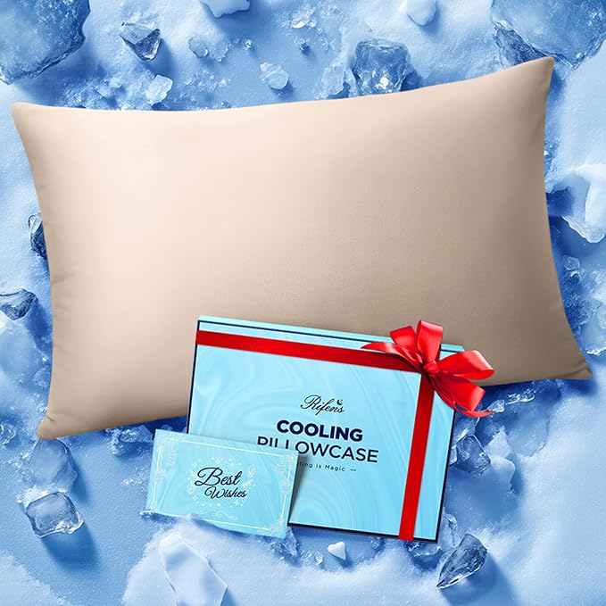 Ice Cooling Pillowcase for Hot Sleepers, Instantly Cool, Stays Cold All Night by Rifens