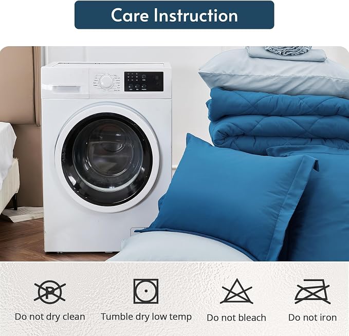 MUXHOMO 7 Pieces King Comforter Set, Reversible Bed in a Bag King Size - Image 9
