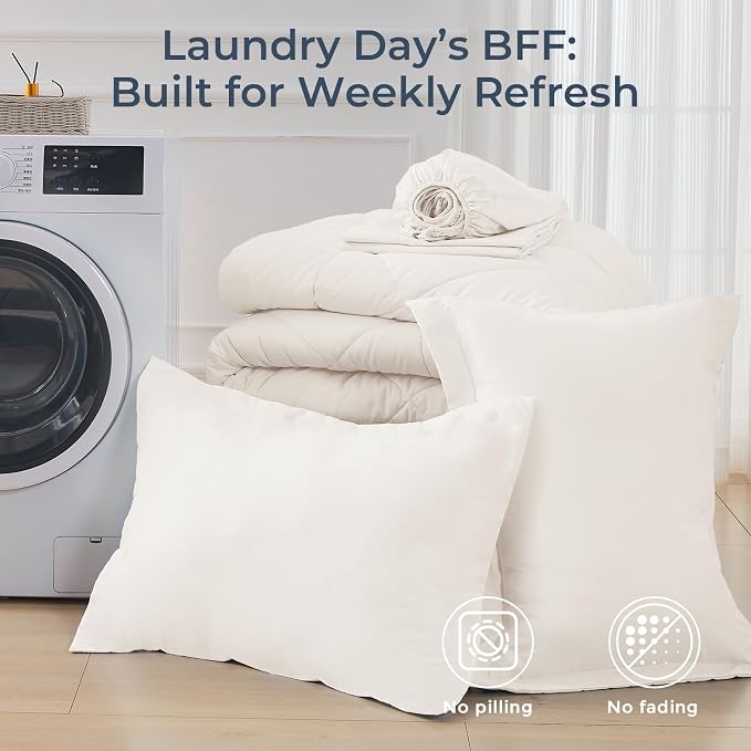HEVUMYI Ivory Twin-XL Comforter Set - Image 7
