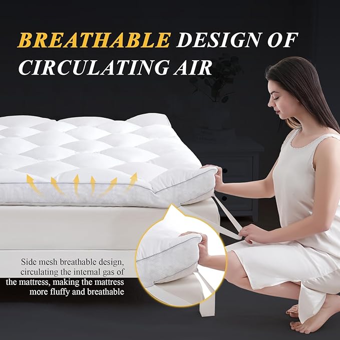DOWNCOOL 3 Inch Full Mattress Topper, Ultra Thick and Fluffy Supportive Memory - Image 2