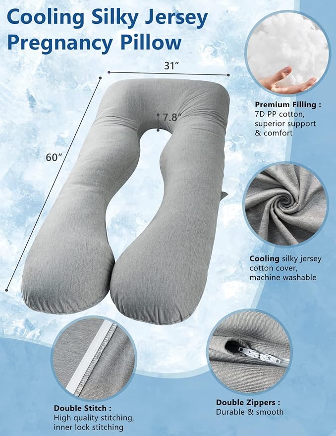 Meiz Pregnancy Pillows, Cooling Silky Pregnancy Pillows - Image 3