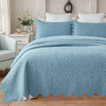 Brandream Luxury 100% Cotton Quilt Set Queen Size Blue Floral Vine Matelasse by Brandream
