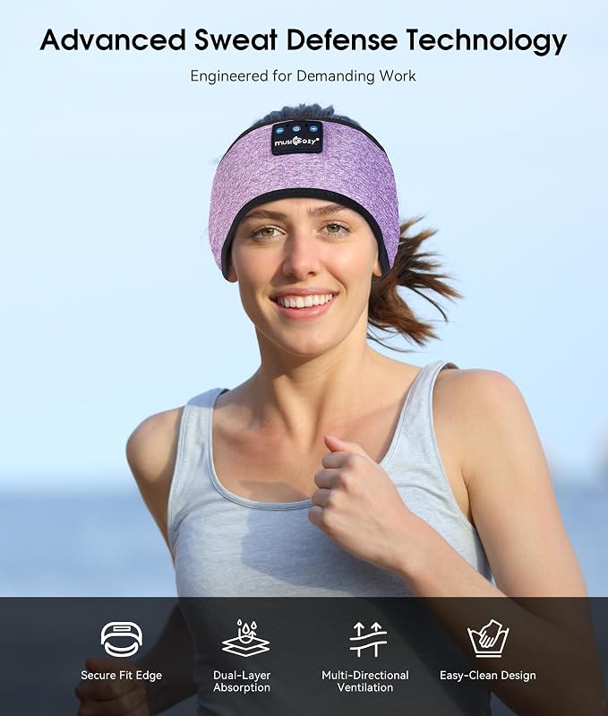 MUSICOZY Sleep Headphones Bluetooth 5.4 Headband, Wireless Earphones Music - Image 3