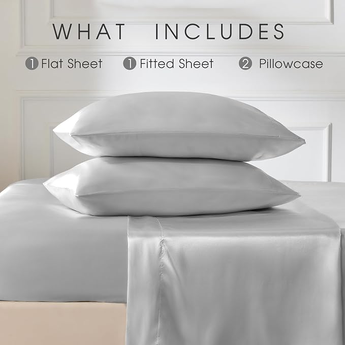 FreshCulture Satin Sheets Queen Size Bed Set- 4 Piece Luxury Soft Silky Queen - Image 3