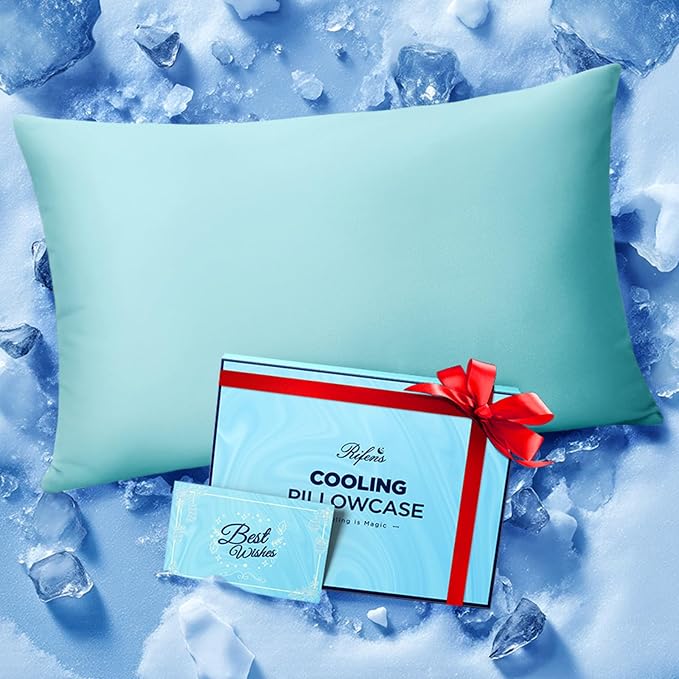 Ice Cooling Pillowcase for Hot Sleepers, Instantly Cool, Stays Cold All Night by Rifens