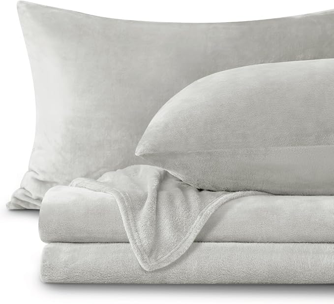 BEDELITE Flannel Sheets Full Size Light Grey by BEDELITE