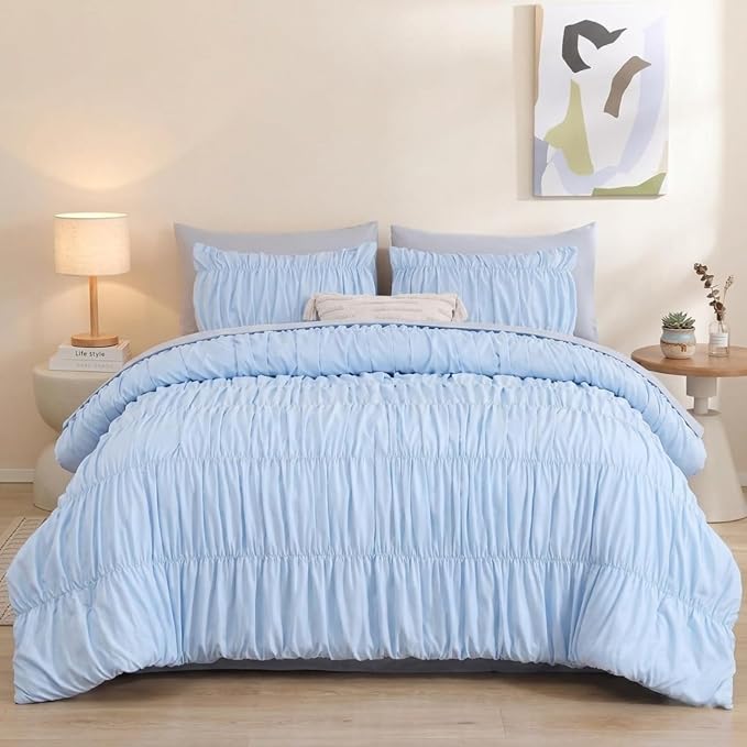 weigelia Cinched Comforter Set King – Soft Ruched Bedding Set, Apartment & Dorm - Image 6