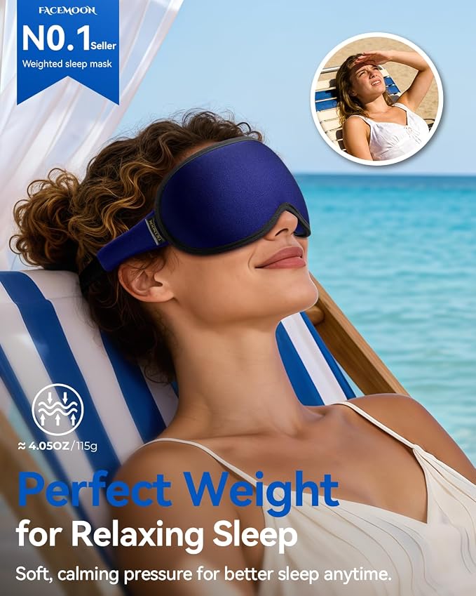Weighted Blackout Sleep Mask, 3D Contoured Zero Eye Pressure, Lash-Friendly - Image 2
