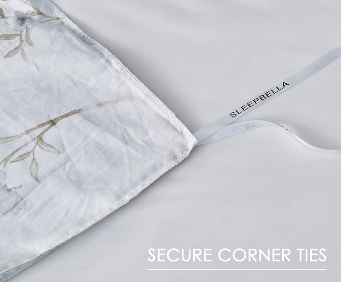 SLEEPBELLA Reversible Duvet Cover King, Elegant Purple Blossom on White - Image 7