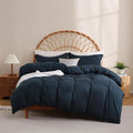 JSD Navy Blue Duvet Cover Set King Size, 3 Piece Duvet Cover by JSD