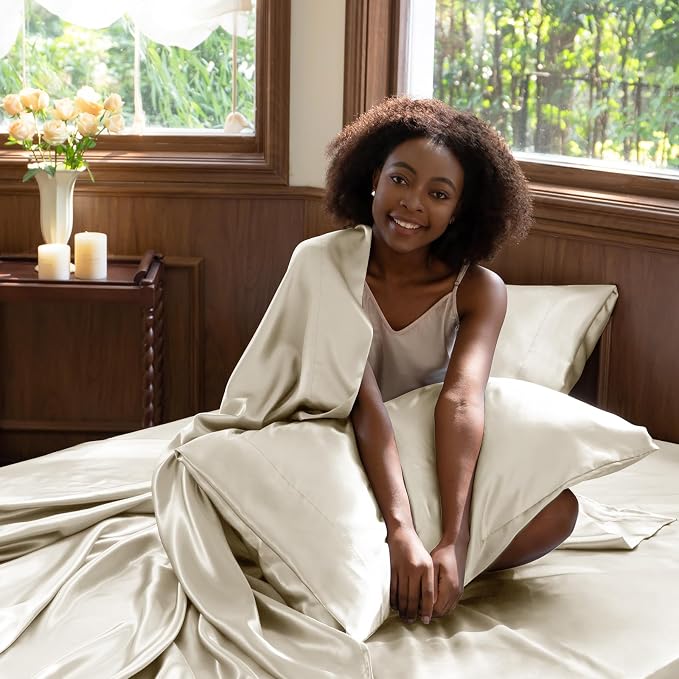 CozyLux Satin Sheets Queen Size Bed Set - Image 5