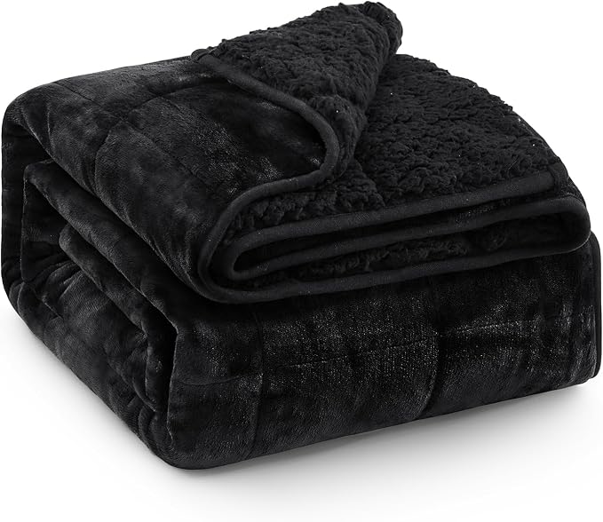 Super Fuzzy Soft Sherpa Fleece Weighted Blanket, 15 lbs Dual Sided Fluffy Heavy by EazfyPro